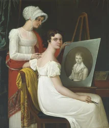 Painter at her canvas